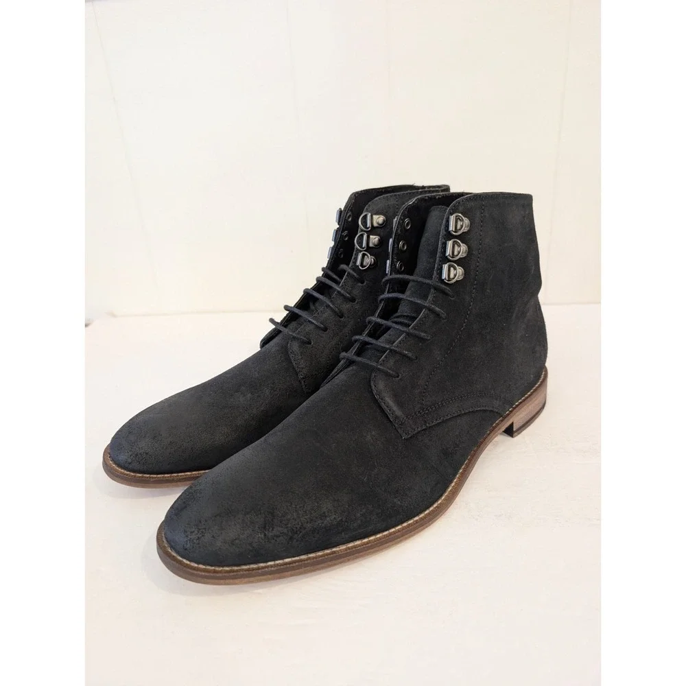 Banana Republic Noah Boots Mens 11M Black Suede Upper Leather Lace Up Ankle Boot